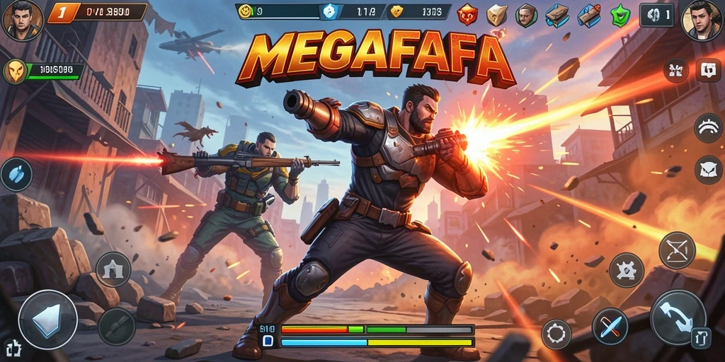 Gameplay seru MEGAFAFA dengan pertarungan mendebarkan.