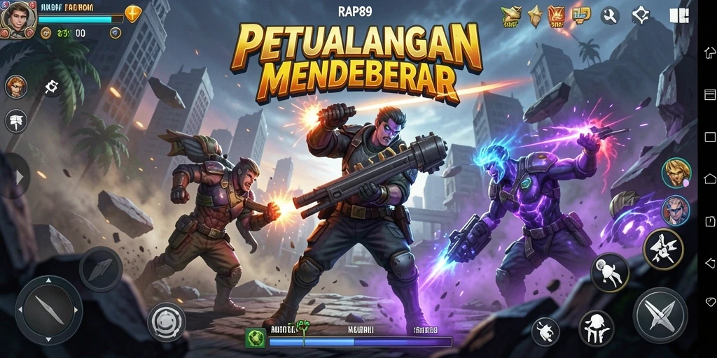 Tampilan aksi seru di RAP89 dengan karakter bergaya dan gerakan cepat.